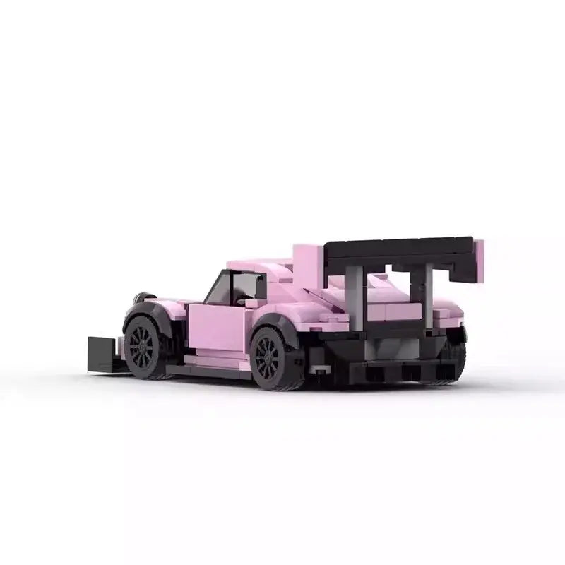 Pink Porche Racing Car Building Block Figure