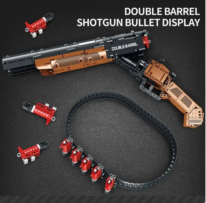 Double Barrel Shotgun and AK47 Building Block Figures