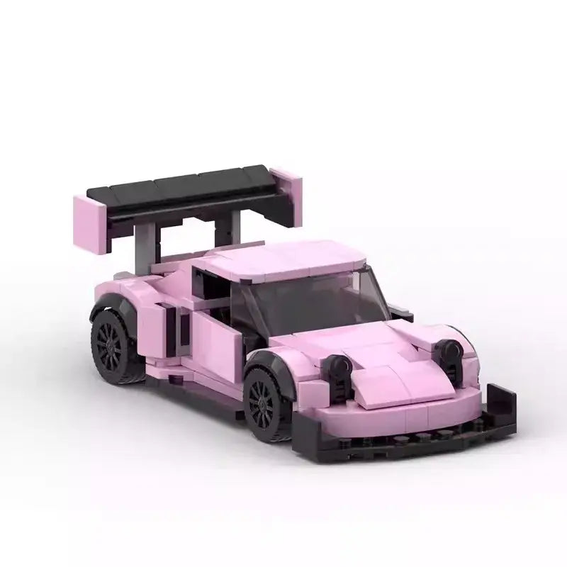 Pink Porche Racing Car Building Block Figure