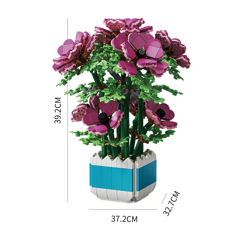 Flower Anemonia Sulcata Potted Plant Building Block Figures