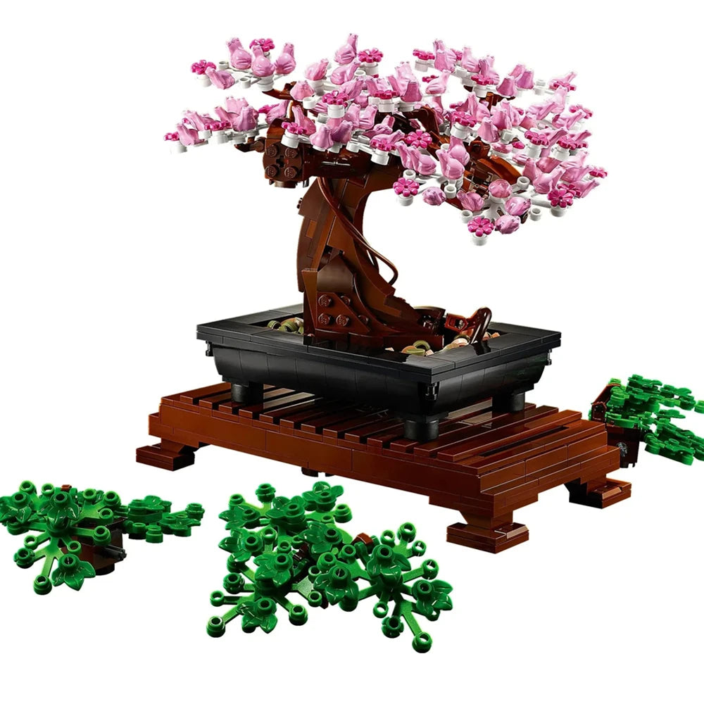 Bonsai Tree Flower Bouquet Perpetual Building Block Figures