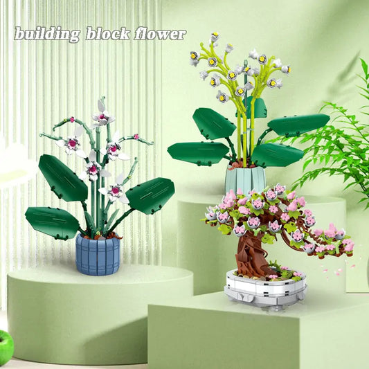 Potted Flowers Building Block Figure